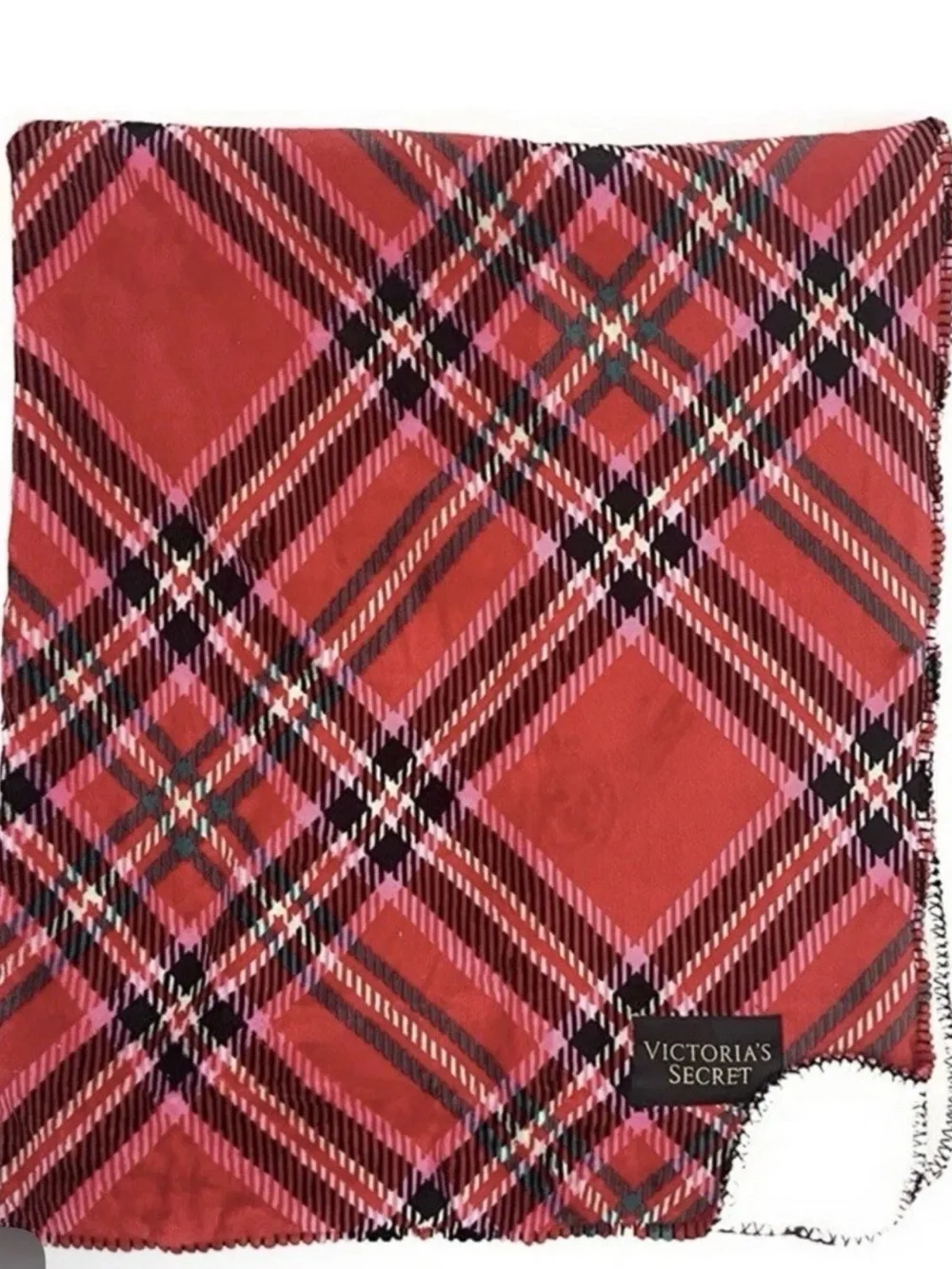 Victoria’s Secret Cozy Plush Plaid Blanket ~ 50” x 60”